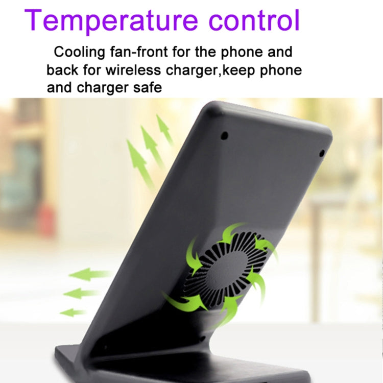 N800 10W Double Coils Qi Wireless Stand Fast Charger with Cooling Fan, For iPhone, Galaxy, Huawei, Xiaomi, LG, HTC and Other QI Standard Smart Phones