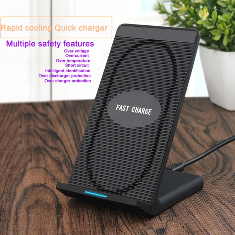 N800 10W Double Coils Qi Wireless Stand Fast Charger with Cooling Fan, For iPhone, Galaxy, Huawei, Xiaomi, LG, HTC and Other QI Standard Smart Phones