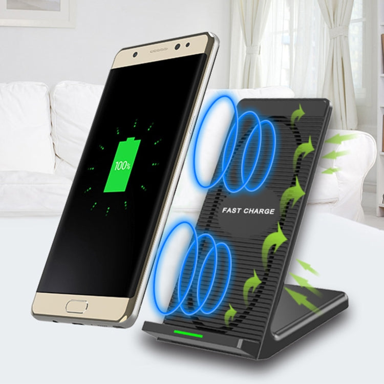 N800 10W Double Coils Qi Wireless Stand Fast Charger with Cooling Fan, For iPhone, Galaxy, Huawei, Xiaomi, LG, HTC and Other QI Standard Smart Phones