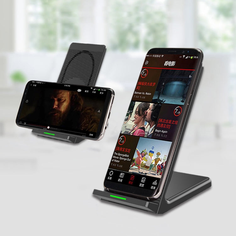N800 10W Double Coils Qi Wireless Stand Fast Charger with Cooling Fan, For iPhone, Galaxy, Huawei, Xiaomi, LG, HTC and Other QI Standard Smart Phones