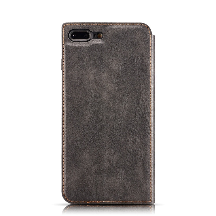 Retro Simple Ultra-thin Magnetic Leather Case for iPhone 7 Plus / 8 Plus, with Holder & Card Slots & Lanyard