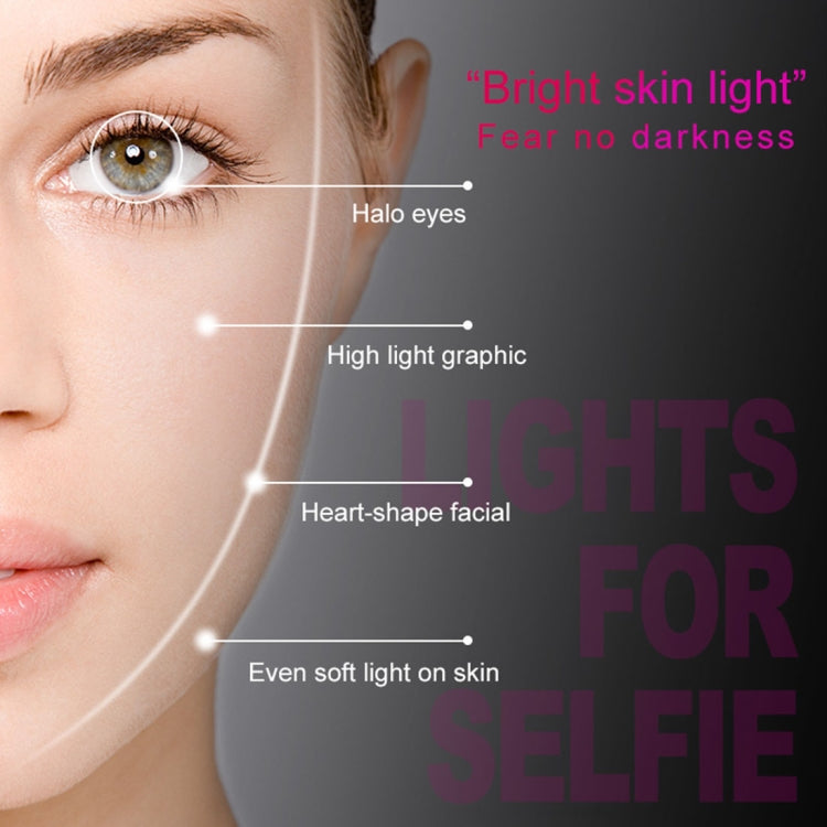 RK27 Mini LED 9 Modes 4600K Beauty Selfie Clip Fill Light with HD 3 in 1 Fisheye / Wide Angle / Macro Lens Phone Camera, Compatible with IOS and Android, for Live Broadcast, Live Stream, Beauty Selfie, etc(Pink)