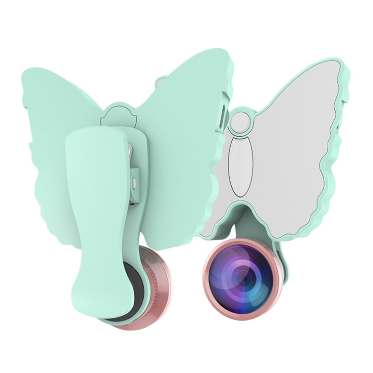 RK29 Butterfly Shape 126-LED 9 Levels Selfie Clip Fill Light with 3 in 1 Fisheye / Wide Angle / Macro Lens, Compatible with IOS and Android, for Live Broadcast, Live Stream, Beauty Selfie, etc (Green)