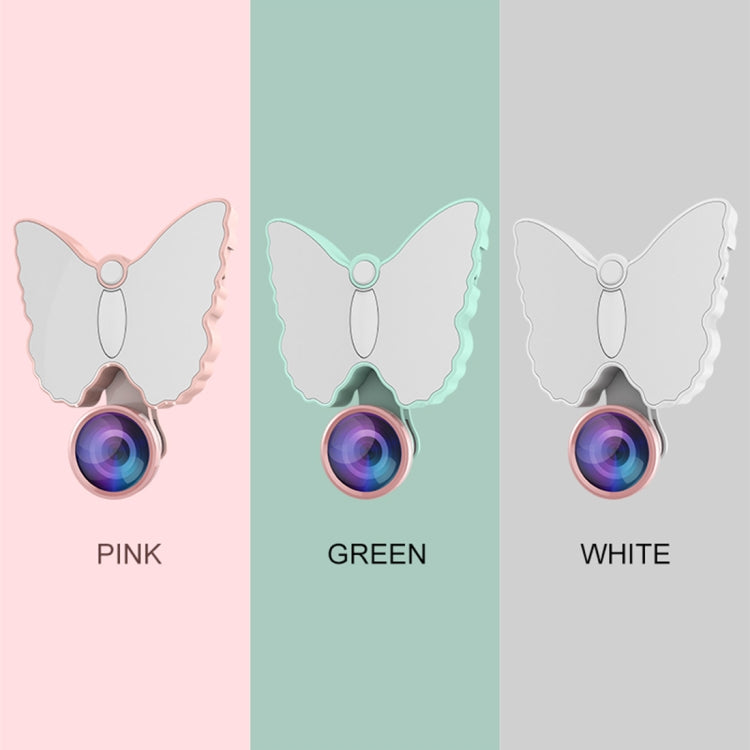RK29 Butterfly Shape 126-LED 9 Levels Selfie Clip Fill Light with 3 in 1 Fisheye / Wide Angle / Macro Lens, Compatible with IOS and Android, for Live Broadcast, Live Stream, Beauty Selfie, etc (Green)