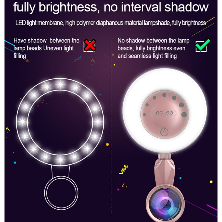 RK32 Beauty 52-LED Touch Sensor APP Control Selfie Clip Flash Fill Light with HD 4K Wide Angle / 20X Macro Lens, For Live Broadcast, Live Stream, Beauty Selfie, etc