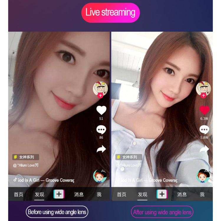 RK32 Beauty 52-LED Touch Sensor APP Control Selfie Clip Flash Fill Light with HD 4K Wide Angle / 20X Macro Lens, For Live Broadcast, Live Stream, Beauty Selfie, etc