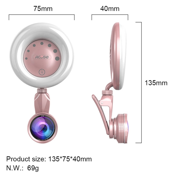 RK32 Beauty 52-LED Touch Sensor APP Control Selfie Clip Flash Fill Light with HD 4K Wide Angle / 20X Macro Lens, For Live Broadcast, Live Stream, Beauty Selfie, etc