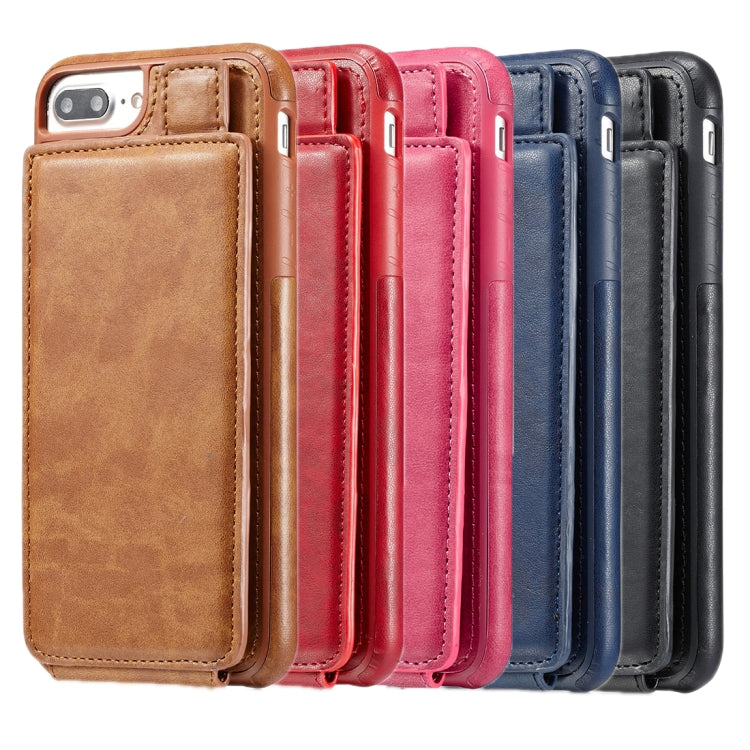 For iPhone 8 Plus & 7 Plus Retro PU Leather Texture Vertical Flip Protective Leather Case with Card Slots & Wallet & Photo Frame