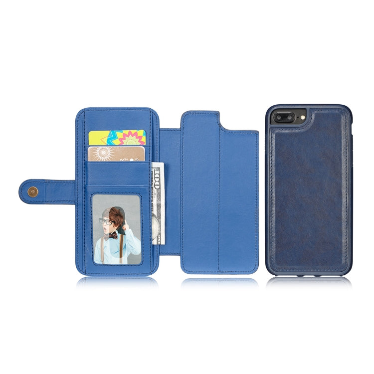 For iPhone 8 Plus & 7 Plus Detachable Retro PU Leather Texture Horizontal Flip Protective Leather Case with Card Slots & Holder & Wallet & Photo Frame