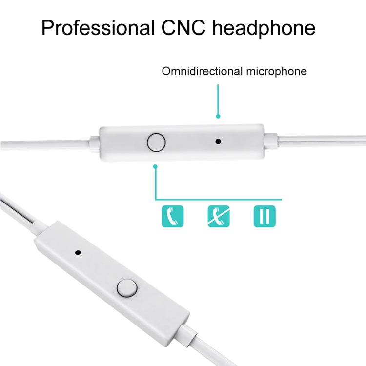 884 1.2m Bass Stereo Sound In-ear Wire Control Earphone with Mic, For iPhone, Samsung, Huawei, Xiaomi, HTC and Other Smartphones(White)