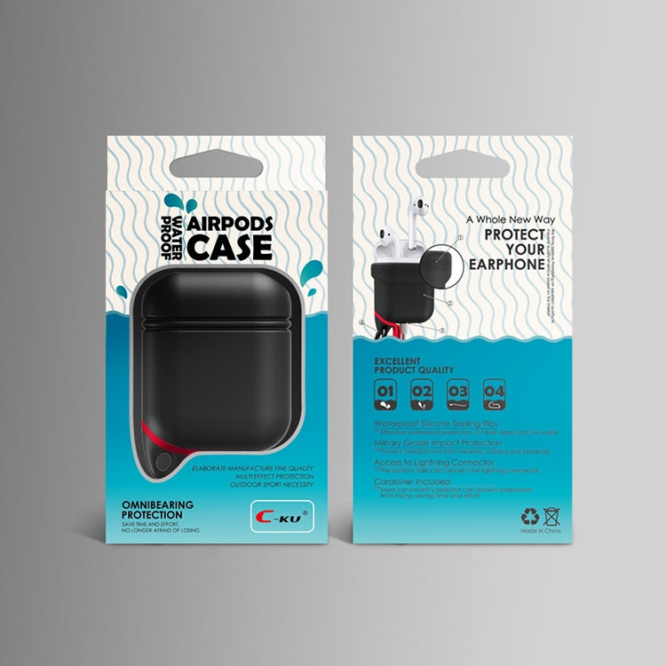Dropproof Soft Silicone Bluetooth Earphone Protective Cover Skin with Carabiner for Apple AirPods 1/2