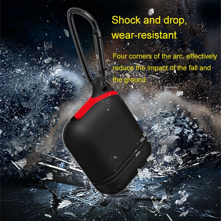 Dropproof Soft Silicone Bluetooth Earphone Protective Cover Skin with Carabiner for Apple AirPods 1/2