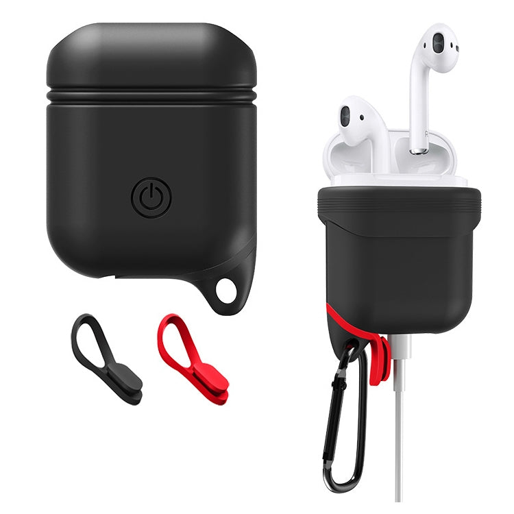 Dropproof Soft Silicone Bluetooth Earphone Protective Cover Skin with Carabiner for Apple AirPods 1/2