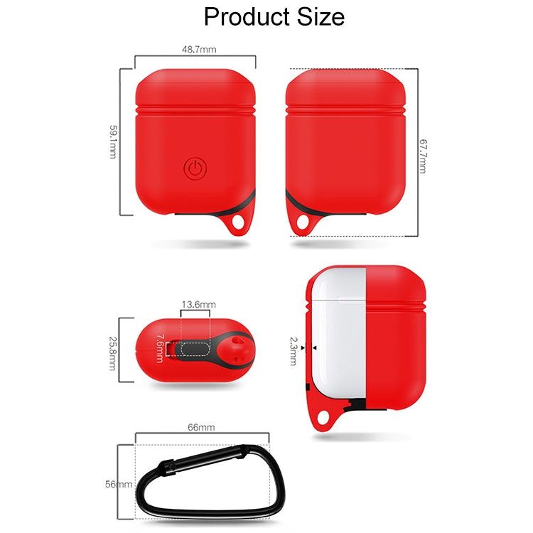 Dropproof Soft Silicone Bluetooth Earphone Protective Cover Skin with Carabiner for Apple AirPods 1/2