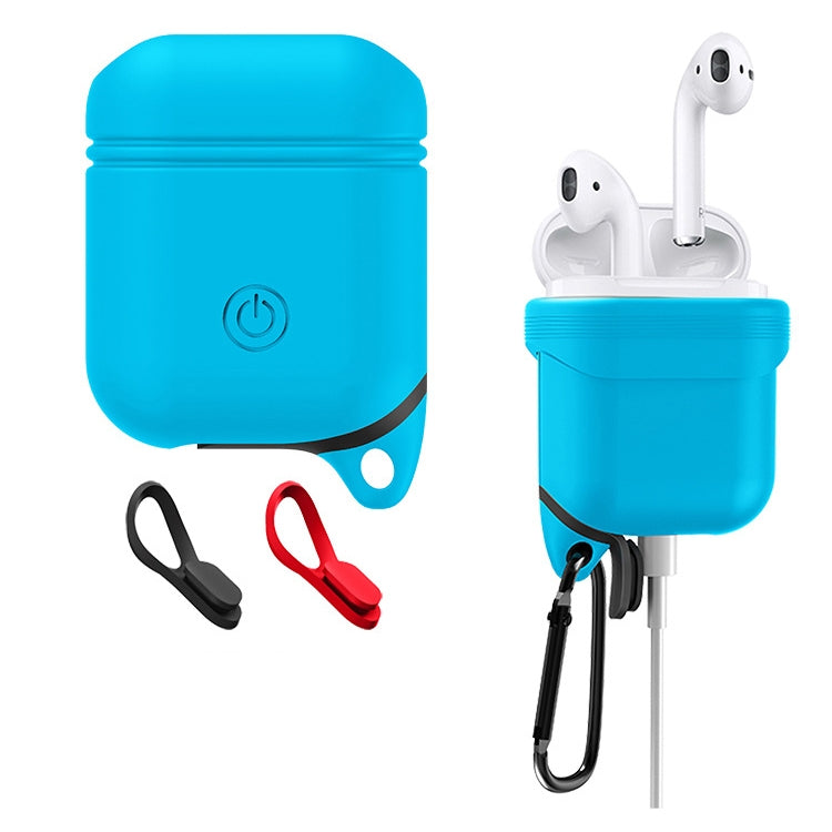 Dropproof Soft Silicone Bluetooth Earphone Protective Cover Skin with Carabiner for Apple AirPods 1/2