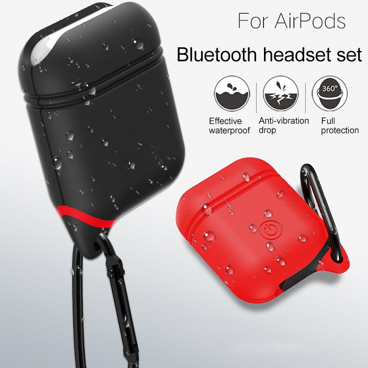 Dropproof Soft Silicone Bluetooth Earphone Protective Cover Skin with Carabiner for Apple AirPods 1/2