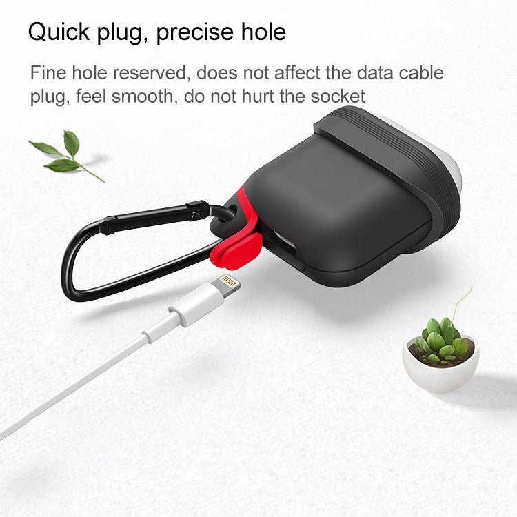 Dropproof Soft Silicone Bluetooth Earphone Protective Cover Skin with Carabiner for Apple AirPods 1/2