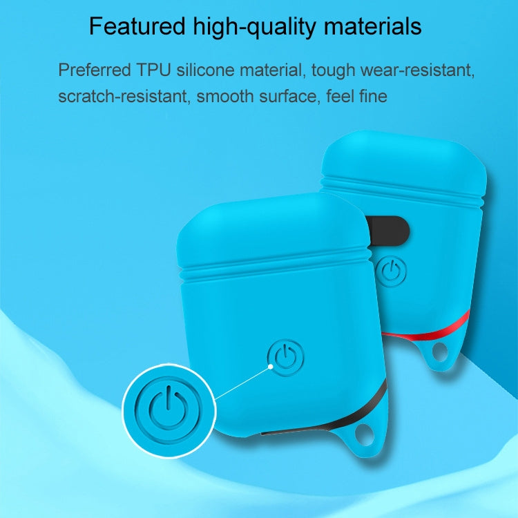 Dropproof Soft Silicone Bluetooth Earphone Protective Cover Skin with Carabiner for Apple AirPods 1/2