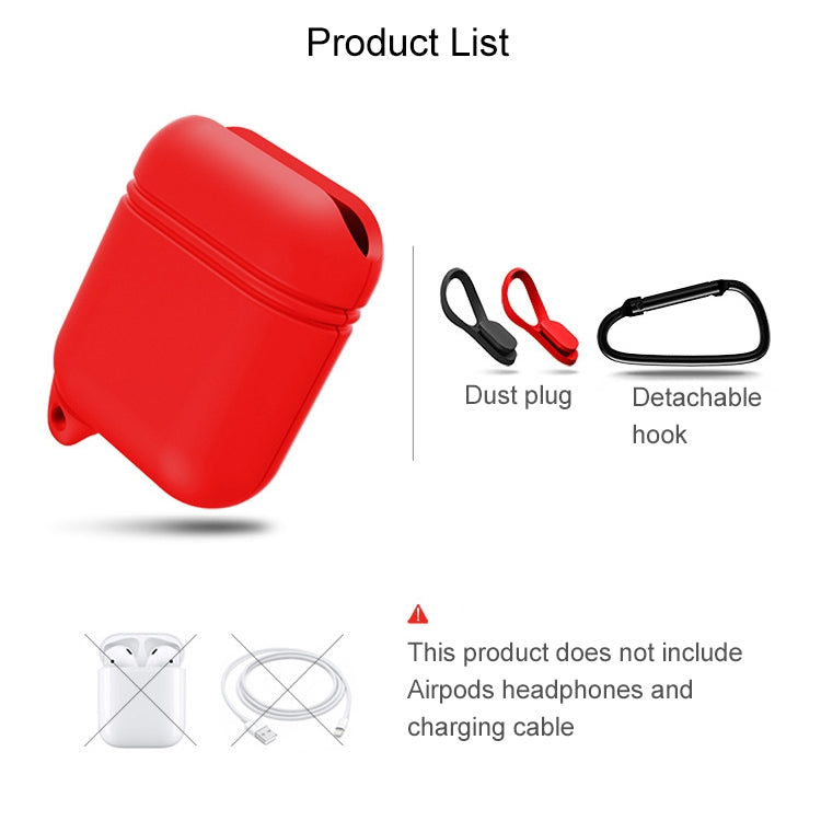 Dropproof Soft Silicone Bluetooth Earphone Protective Cover Skin with Carabiner for Apple AirPods 1/2