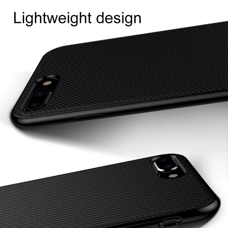TOTUDESIGN For iPhone 8 Plus & 7 Plus TPU + PC Twill Texture Anti-slip Protective Back Cover Case With Magnetic Metal Ring Holder(Gold)