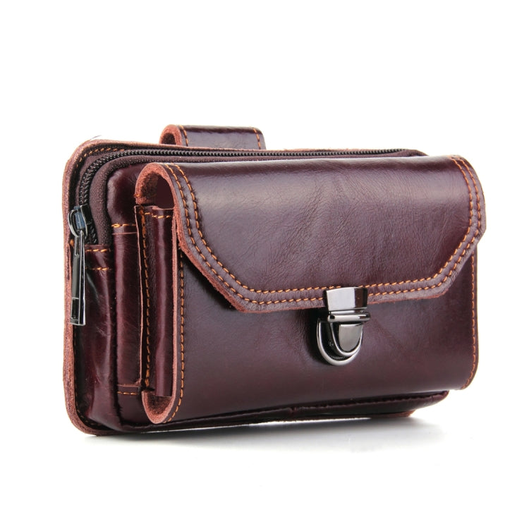 5.1-6 inch 007 Universal Crazy Horse Texture Cowhide Cross Section Plug-in Card Waist Bag, For iPhone, Samsung, Sony, Huawei, Meizu, Lenovo, ASUS, Oneplus, Xiaomi, Cubot, Ulefone, Letv, DOOGEE, Vkworld, and other Smartphones (Brown)