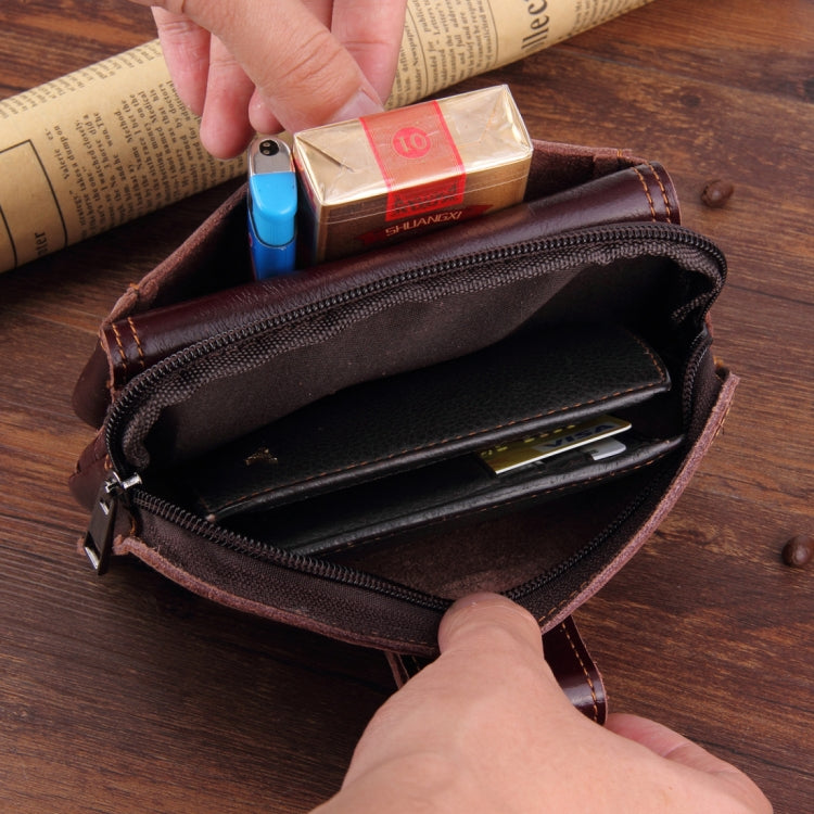 5.1-6 inch 007 Universal Crazy Horse Texture Cowhide Cross Section Plug-in Card Waist Bag, For iPhone, Samsung, Sony, Huawei, Meizu, Lenovo, ASUS, Oneplus, Xiaomi, Cubot, Ulefone, Letv, DOOGEE, Vkworld, and other Smartphones (Brown)