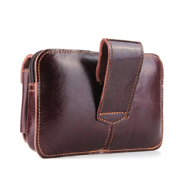 5.1-6 inch 007 Universal Crazy Horse Texture Cowhide Cross Section Plug-in Card Waist Bag, For iPhone, Samsung, Sony, Huawei, Meizu, Lenovo, ASUS, Oneplus, Xiaomi, Cubot, Ulefone, Letv, DOOGEE, Vkworld, and other Smartphones (Brown)