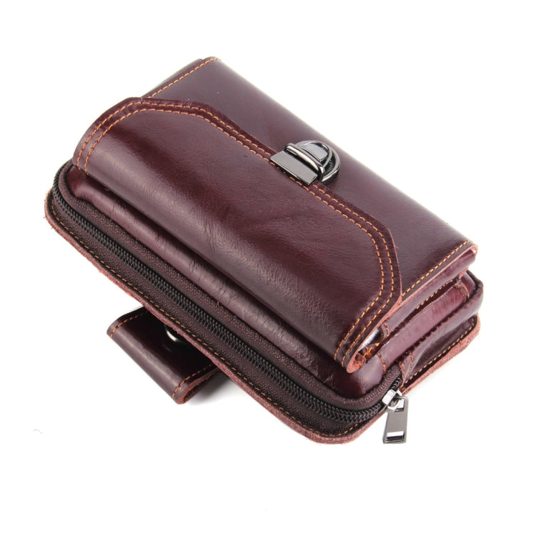 5.1-6 inch 007 Universal Crazy Horse Texture Cowhide Cross Section Plug-in Card Waist Bag, For iPhone, Samsung, Sony, Huawei, Meizu, Lenovo, ASUS, Oneplus, Xiaomi, Cubot, Ulefone, Letv, DOOGEE, Vkworld, and other Smartphones (Brown)