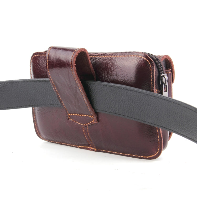 5.1-6 inch 007 Universal Crazy Horse Texture Cowhide Cross Section Plug-in Card Waist Bag, For iPhone, Samsung, Sony, Huawei, Meizu, Lenovo, ASUS, Oneplus, Xiaomi, Cubot, Ulefone, Letv, DOOGEE, Vkworld, and other Smartphones (Brown)