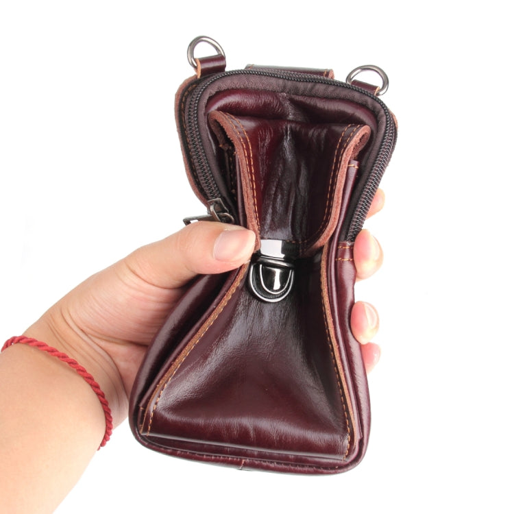 5.1-6.3 inch 008 Universal Crazy Horse Texture Cowhide Vertical Section Waist Bag with Oblique Lanyard, For iPhone,Samsung, Sony, Huawei, Meizu, Lenovo, ASUS, Cubot, Oneplus, Xiaomi, Ulefone, Letv, DOOGEE, Vkworld, and other Smartphones (Brown)