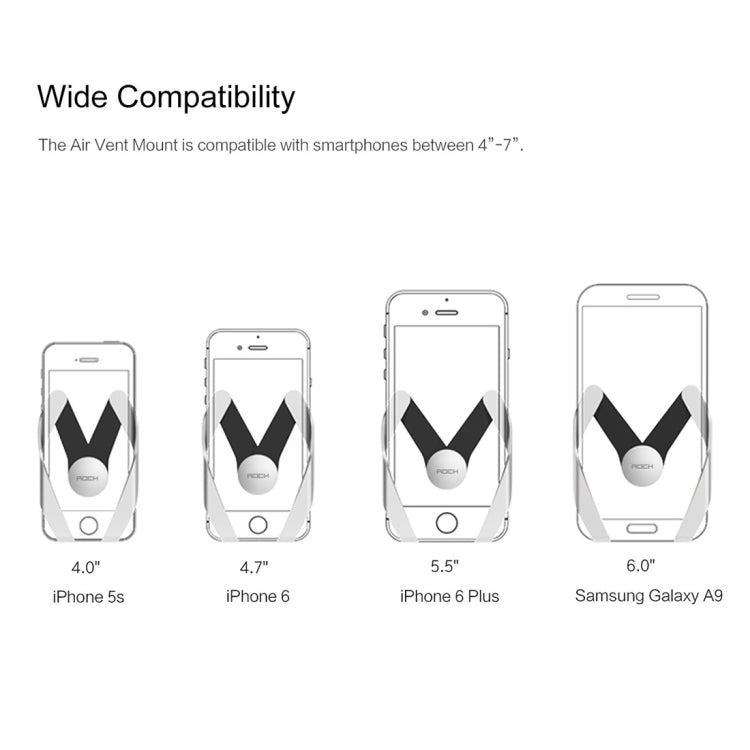 ROCK AutoBot M Air Vent Car Mount, For iPhone, Galaxy, Huawei, Xiaomi, Lenovo, Sony, LG, HTC and Other Smartphones