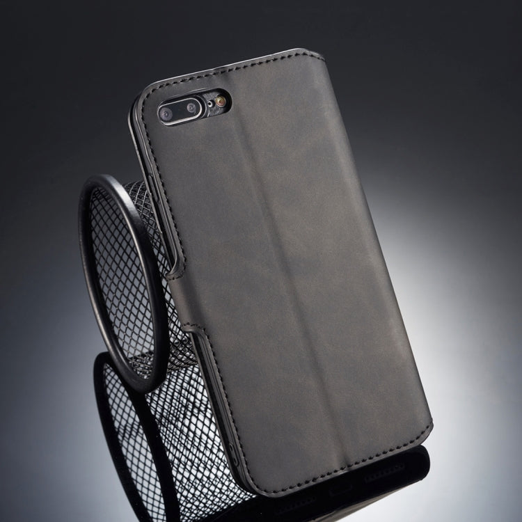 DG.MING Retro Oil Side Horizontal Flip Case for iPhone 8 Plus & 7 Plus, with Holder & Card Slots & Wallet