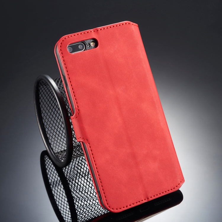 DG.MING Retro Oil Side Horizontal Flip Case for iPhone 8 Plus & 7 Plus, with Holder & Card Slots & Wallet