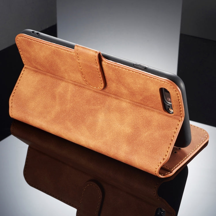 DG.MING Retro Oil Side Horizontal Flip Case for iPhone 8 Plus & 7 Plus, with Holder & Card Slots & Wallet