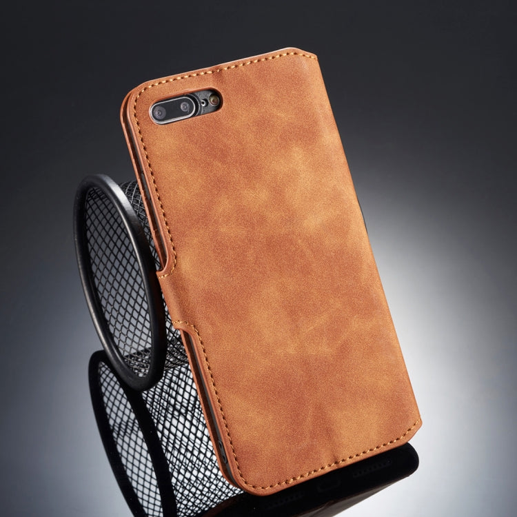 DG.MING Retro Oil Side Horizontal Flip Case for iPhone 8 Plus & 7 Plus, with Holder & Card Slots & Wallet