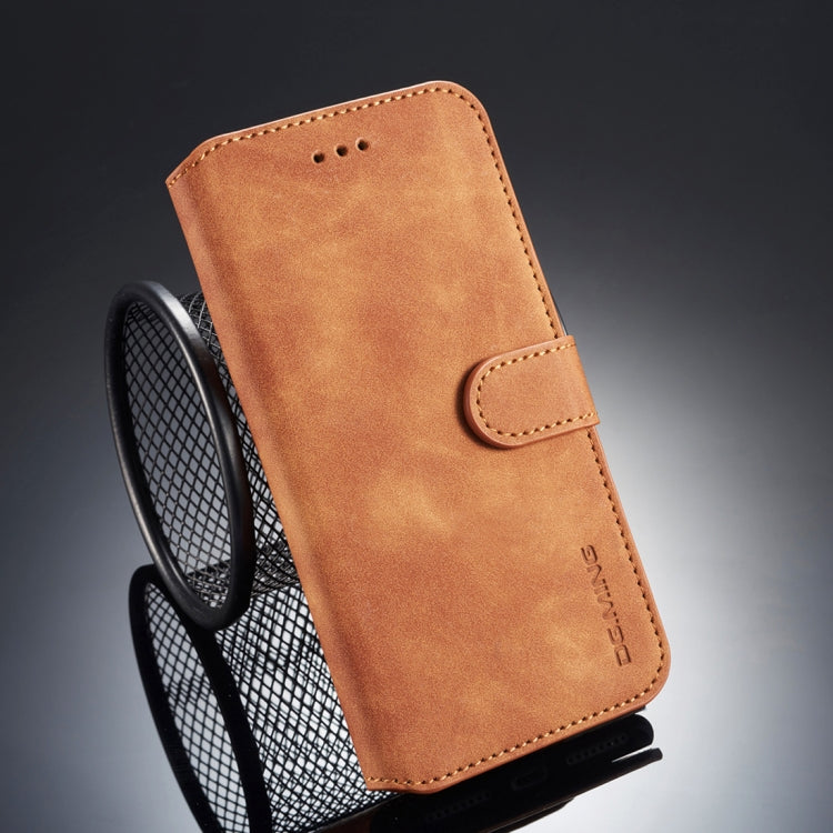 DG.MING Retro Oil Side Horizontal Flip Case for iPhone 8 Plus & 7 Plus, with Holder & Card Slots & Wallet