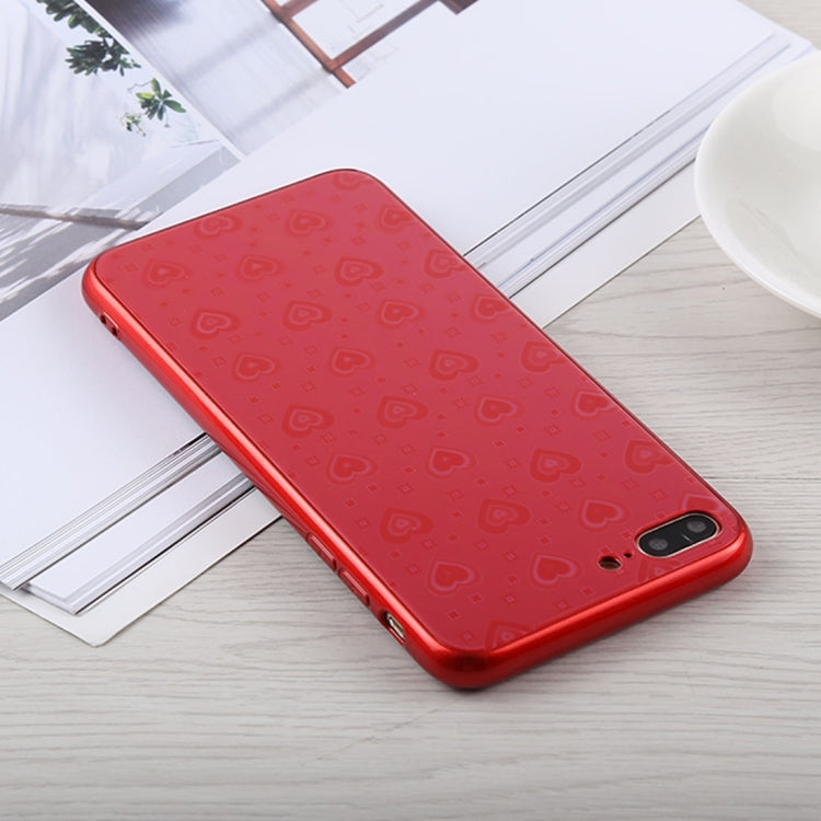 Fashion Heart Pattern Anti-scratch Gradient Color Glass Protection Case for iPhone 8 Plus & 7 Plus