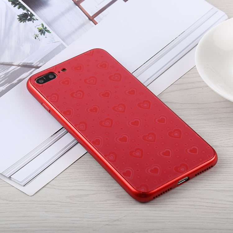 Fashion Heart Pattern Anti-scratch Gradient Color Glass Protection Case for iPhone 8 Plus & 7 Plus