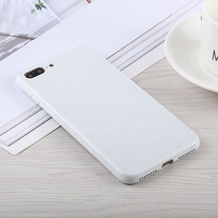 Fashion Heart Pattern Anti-scratch Gradient Color Glass Protection Case for iPhone 8 Plus & 7 Plus