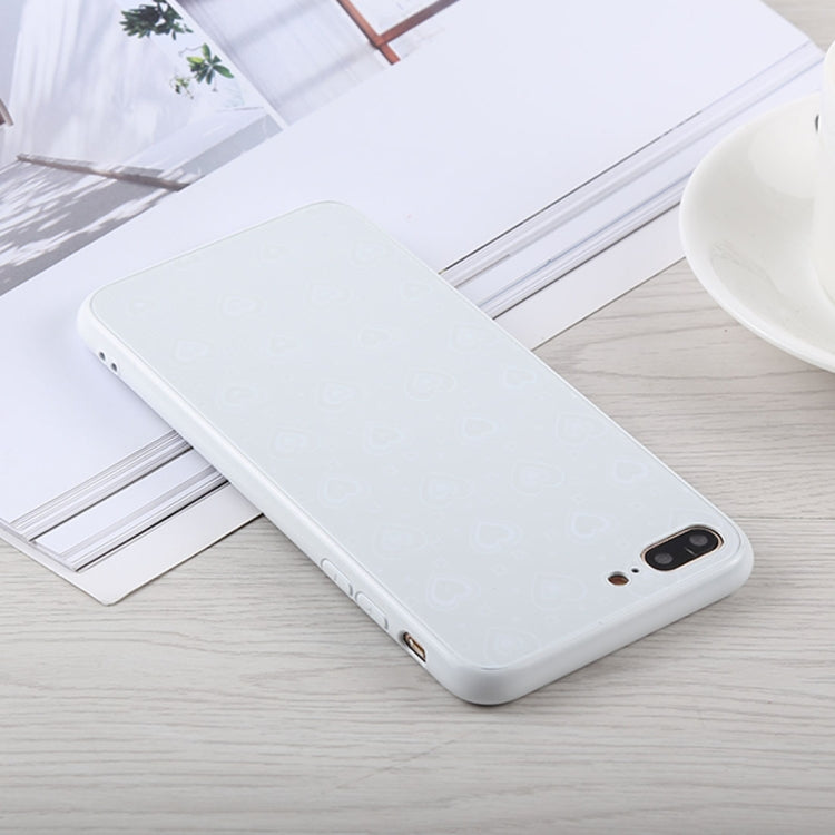 Fashion Heart Pattern Anti-scratch Gradient Color Glass Protection Case for iPhone 8 Plus & 7 Plus