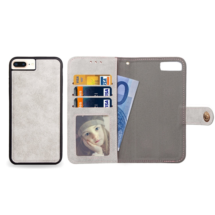 For iPhone 8 Plus & 7 Plus & 6 Plus & 6s Plus Zipper Earphones Storage Magnetic Frosted Leather Case with Holder & Card Slots & Wallet
