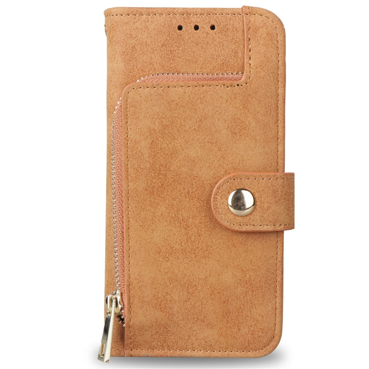 For iPhone 8 Plus & 7 Plus & 6 Plus & 6s Plus Zipper Earphones Storage Magnetic Frosted Leather Case with Holder & Card Slots & Wallet