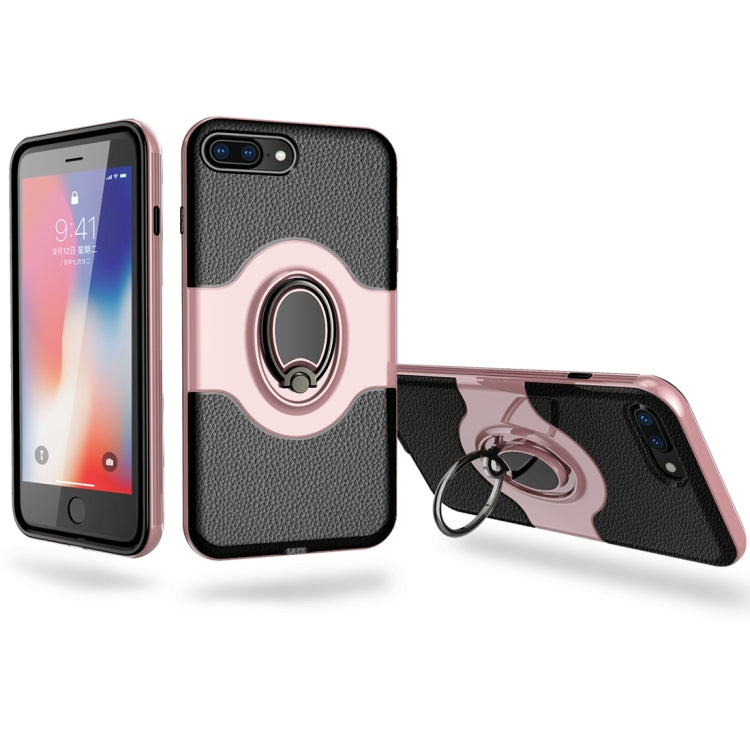For iPhone 8 Plus & 7 Plus Dropproof Full Coverage Protective Case Cover with Magnetic Rotatable Ring Holder