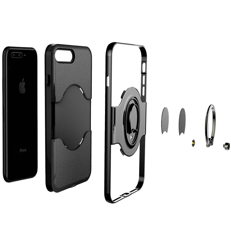 For iPhone 8 Plus & 7 Plus Dropproof Full Coverage Protective Case Cover with Magnetic Rotatable Ring Holder