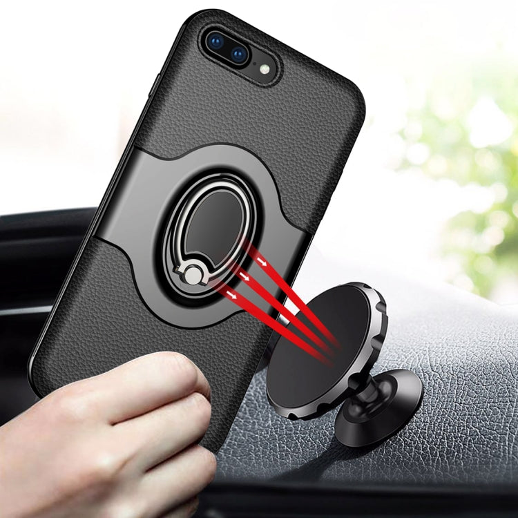 For iPhone 8 Plus & 7 Plus Dropproof Full Coverage Protective Case Cover with Magnetic Rotatable Ring Holder
