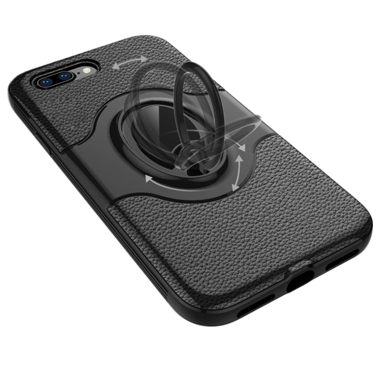 For iPhone 8 Plus & 7 Plus Dropproof Full Coverage Protective Case Cover with Magnetic Rotatable Ring Holder