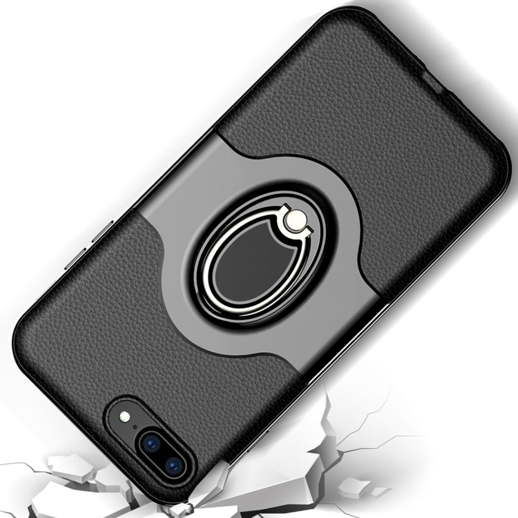 For iPhone 8 Plus & 7 Plus Dropproof Full Coverage Protective Case Cover with Magnetic Rotatable Ring Holder