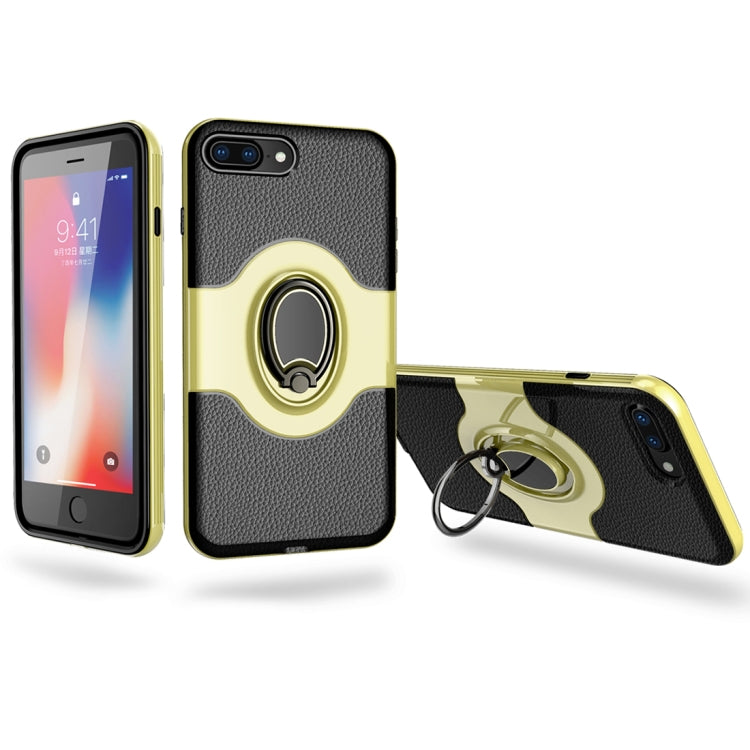 For iPhone 8 Plus & 7 Plus Dropproof Full Coverage Protective Case Cover with Magnetic Rotatable Ring Holder