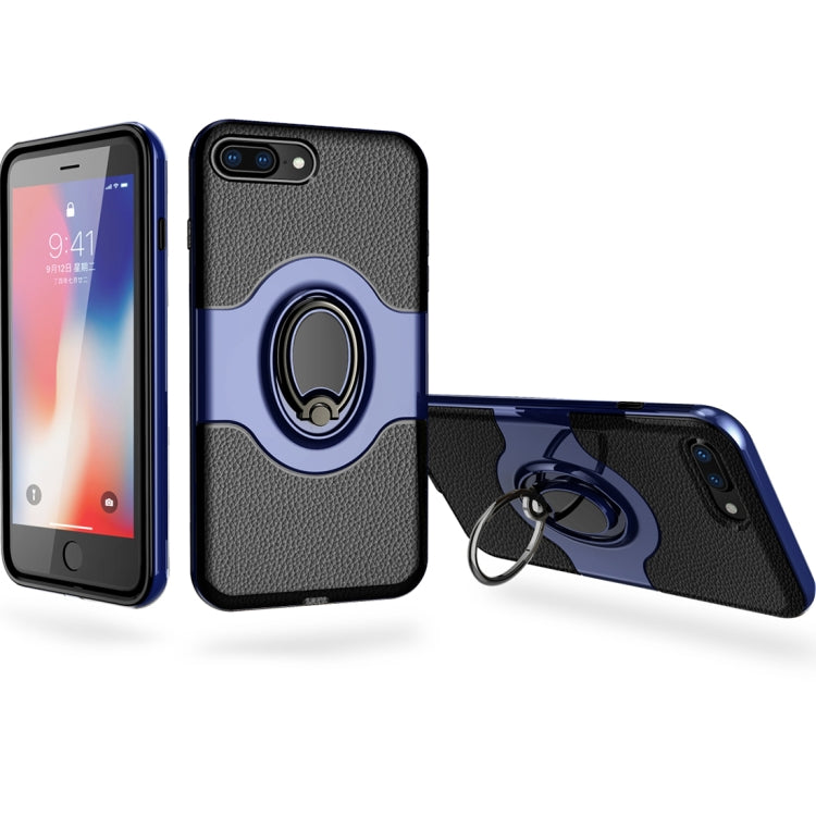 For iPhone 8 Plus & 7 Plus Dropproof Full Coverage Protective Case Cover with Magnetic Rotatable Ring Holder