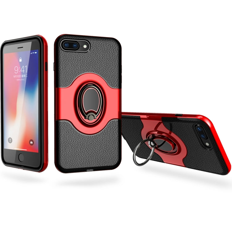 For iPhone 8 Plus & 7 Plus Dropproof Full Coverage Protective Case Cover with Magnetic Rotatable Ring Holder